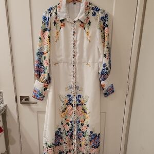 Floral Long Sleeve Button-down Maxi Dress